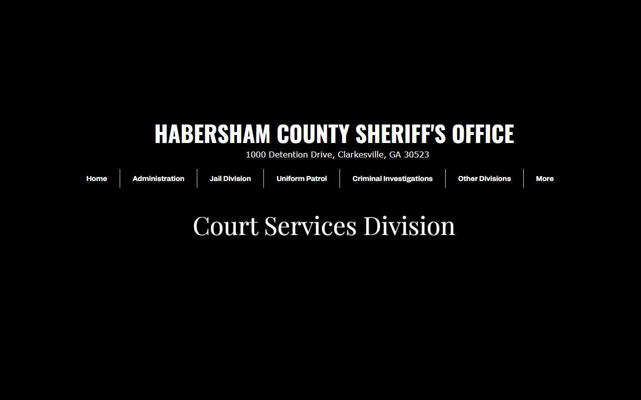 Habersham Sheriff's Court Services page for court papers and extradition functions