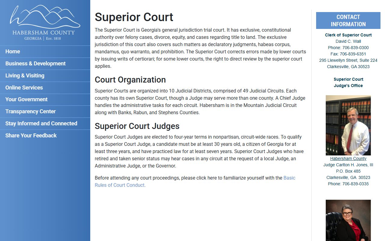 Habersham County court dockets Superior Court page