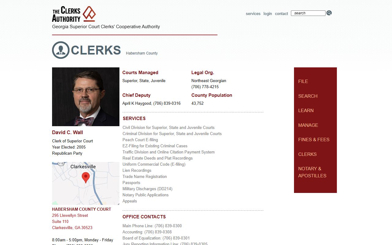 Habersham County court records GSCCCA clerk profile