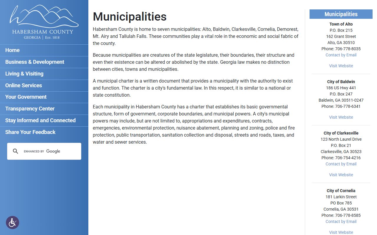 Habersham County court records municipalities page