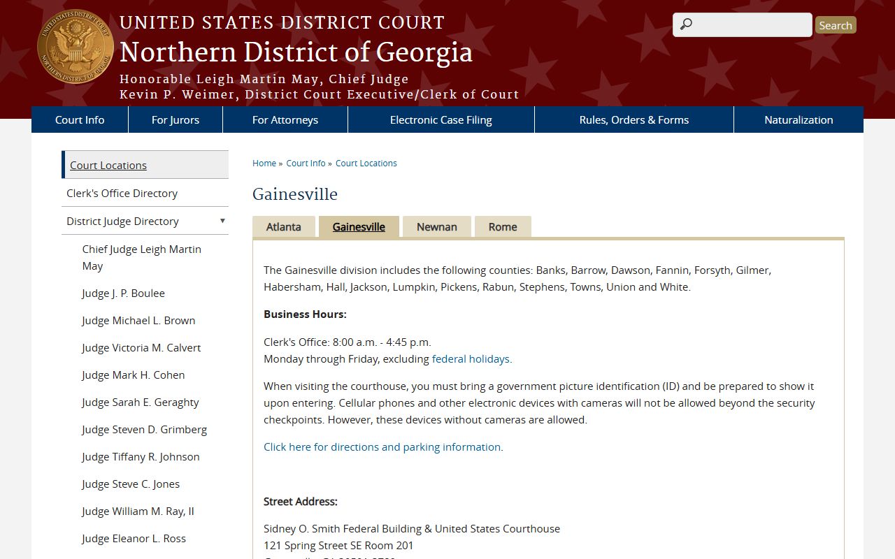 Habersham County court records federal Gainesville Division page