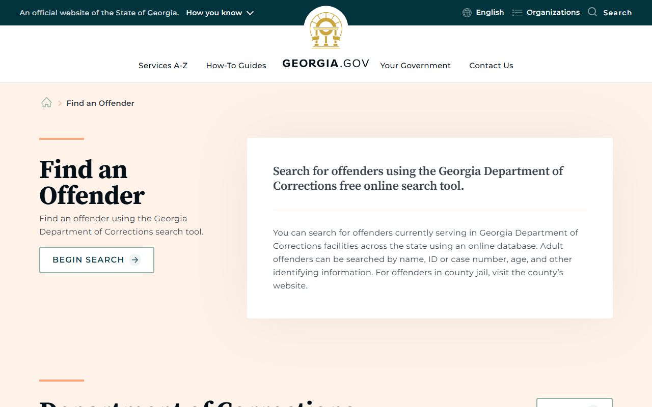 Georgia.gov offender search guide explaining state offender search