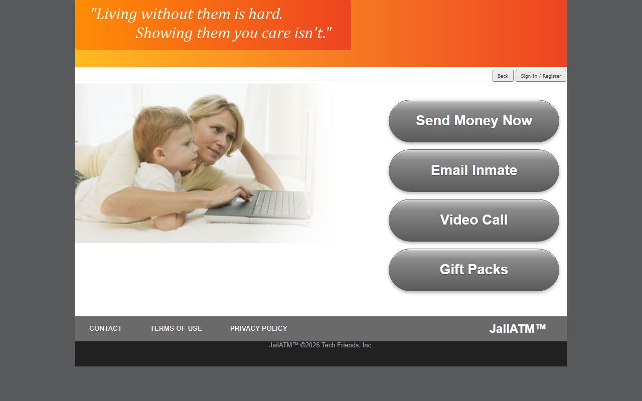 JailATM deposits page for inmate funds