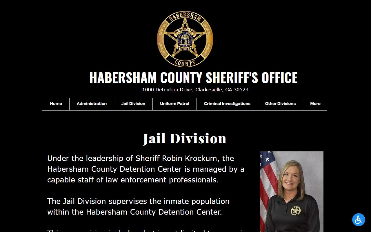 Habersham Sheriff's Jail Division page for detention center information